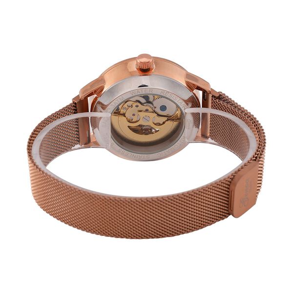 GENOA Automatik Mechanische Uhr mit Sonnenschein-Hohlzifferblatt und Automatischem Uhrwerk, rosefarben image number 5