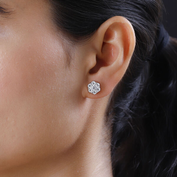 LUXURIANT 1 ct. SGL zertifizierte VS Labor Diamant Ohrringe, 925 Silber platiniert image number 10