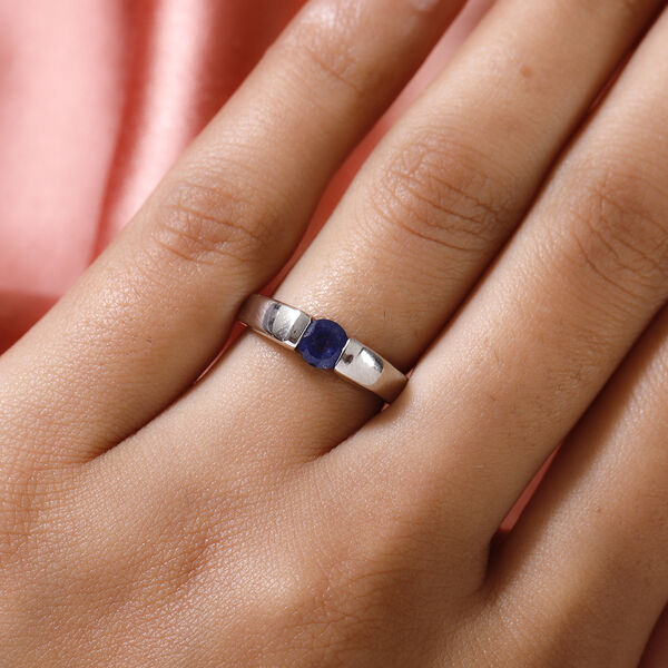 Masoala Saphir-Solit&auml;r-Ring, 925 Silber platiniert, 0,80 ct.