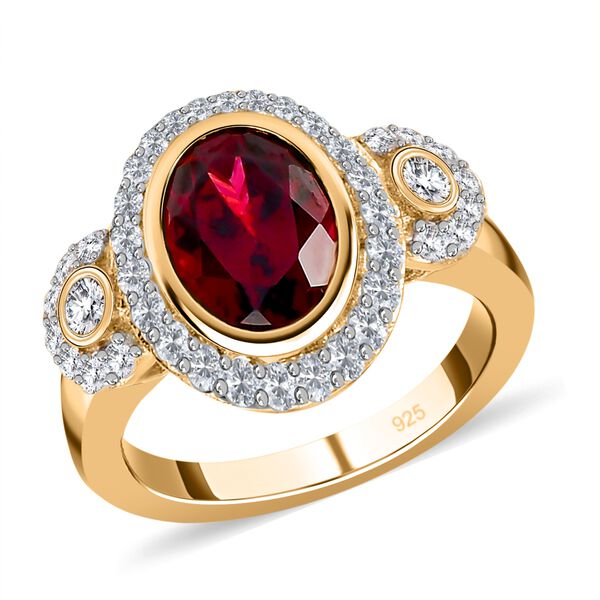 Rhodolith Granat und Zirkon Ring 925 Silber vergoldet  ca. 2,99 ct image number 4