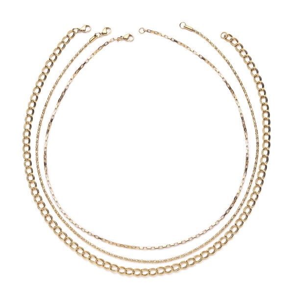 3er-Set, Halskette, ca. 50 cm, Edelstahl vergoldet