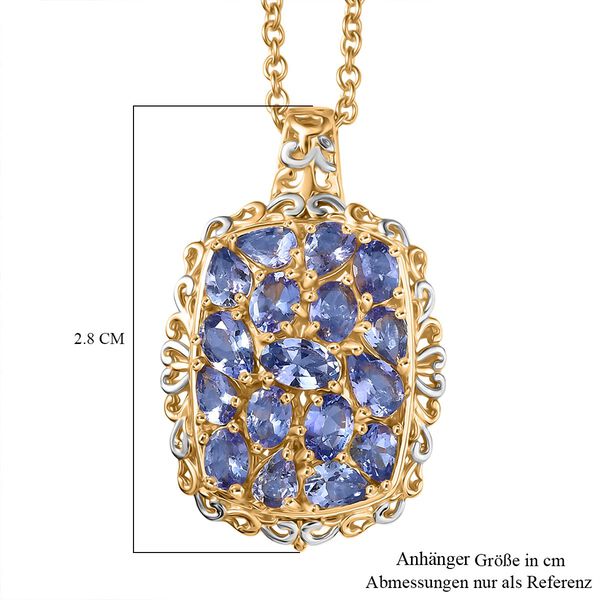 Tansanit Schmuckset ca. 50 cm Nickelfreies Messing platiniert und vergoldet und 316L Edelstahl platiniert ca. 3.32 ct image number 6