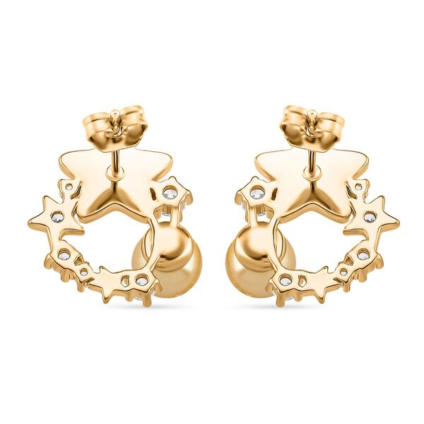 Goldene Muschelkernperle (5-7 mm), Weißes Perlmutt Ohrringe, Nickelfreies Messing, golfarben image number 5