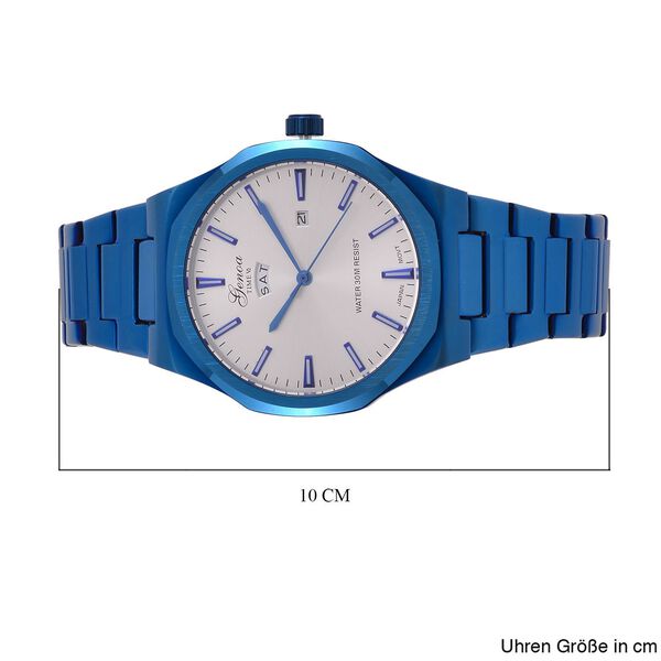 GENOA - Japanisches Uhrwerk, We&szlig;es Sonnenschliff-Zifferblatt mit Balkenindexen, Edelstahl mit Faltschlie&szlig;e, Reiner Edelstahl, 20 cm image number 8