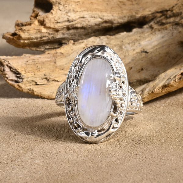 Royal Bali - Premium Regenbogen Mondstein Ring 925 Silber (Größe 18.00) ca. 7.91 ct image number 1