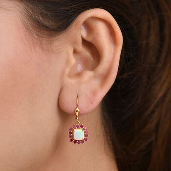 D'Joy Nat&uuml;rliche, &auml;thiopische Welo Opal und Niassa Rubin Ohrringe - 1,34 ct.