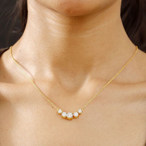 Moissanit 45cm Halskette, 925 Silber 750 Gelbgold Vermeil - 2,14 ct. image number 2