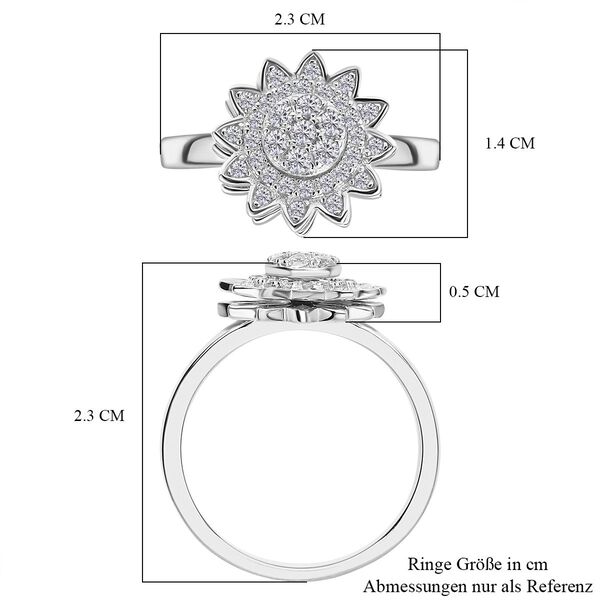 Wei&szlig;er Zirkonia Cluster-Ring, 925 Silber rhodiniert  ca. 0,65 ct image number 6