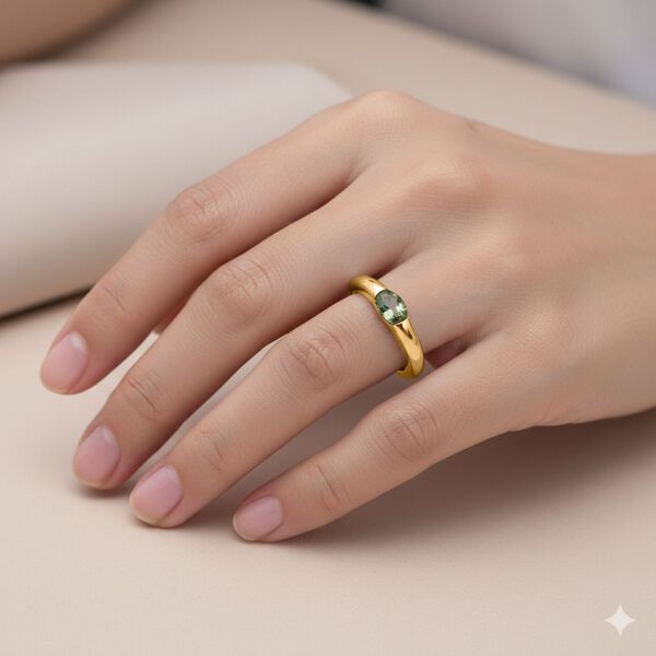 D'Joy AA Tsavorite Granat Ring 925 Silber 750 Gelb Vergoldet (Gr&ouml;&szlig;e 19.00) ca. 0,24 ct image number 2