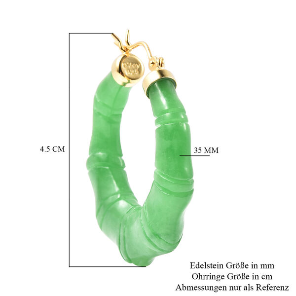 Grüne Jade-Creolen, 925 Silber vergoldet ca. 78,50 ct image number 5