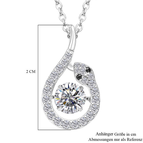 LUSTRO STELLA - Wei&szlig;er Zirkonia Schlangen Anh&auml;nger 925 Silber rhodiniert mit 316L Edelstahl mit ca. 50 cm Kette image number 6