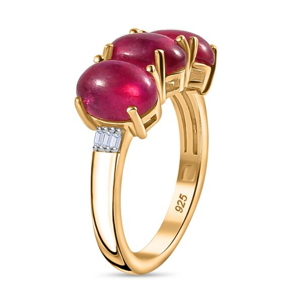 AA Afrikanischer Rubin (Fissure gefüllt), Weißer Diamant Ring, 925 Silber 750 Gelbgold Vermeil (Größe 18.00) ca. 6.07 ct image number 5