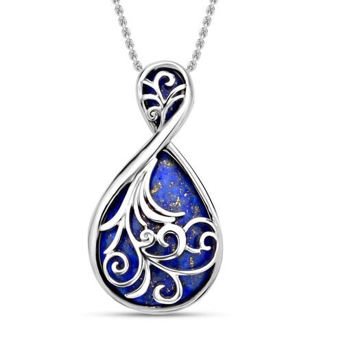 Lapislazuli Anhänger mit Kette, Edelstahl ca. 20.00 ct image number 0
