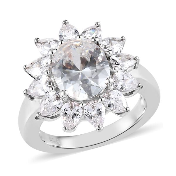 Weißer Zirkonia Ring, Messing Ionenbeschichtetes Platin (Größe 16.00) ca. 7.22 ct image number 4