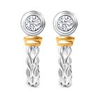 J Francis gefertigt mit SWAROVSKI Zirkonia Ohrringe 925 Silber Rhodiniert und 750 Gelbgold Vermeil 0.92 ct