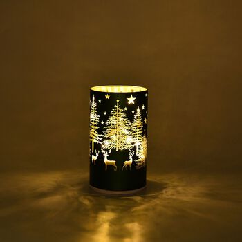 Wintertraum-Kollektion - LED-Tischlampe mit Drehfunktion, Rentier- und Tannenbaum-Motiv, Gr&uuml;n