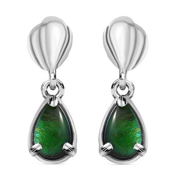 Kanadischer Ammolit Ohrringe 925 Silber platiniert ca. 0.88 ct