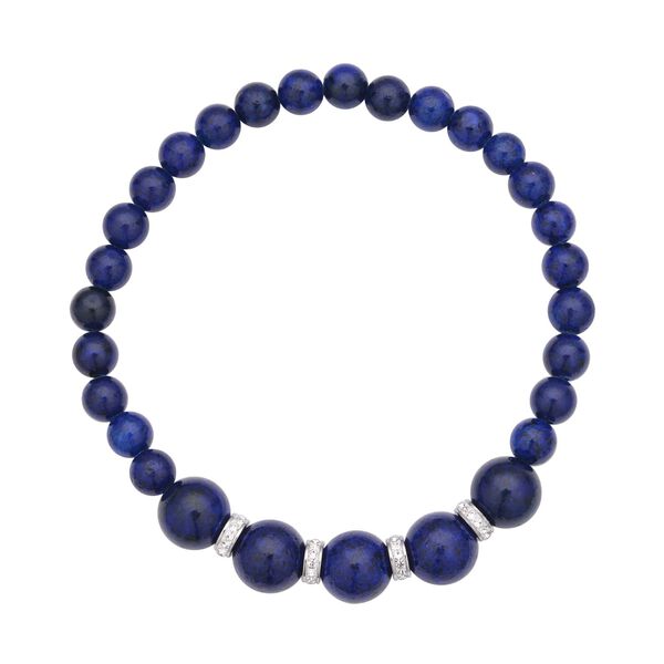 Lapislazuli Armband, ca. 19 cm, Edelstahl ca. 72.20 ct