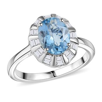 LUXURIANT AAA Santamaria Aquamarin und Labor Diamant Ring in 417 Wei&szlig;gold - 2,53 ct.