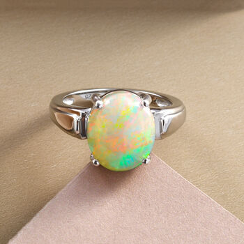 Nat&uuml;rlicher, &auml;thiopischer Opal-Ring, 925 Silber platiniert  ca. 2,88 ct