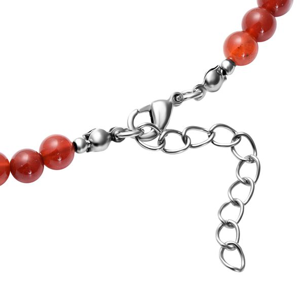 Rote Achat-Halskette, ca. 45 cm, silberfarben ca. 223,50 ct image number 3