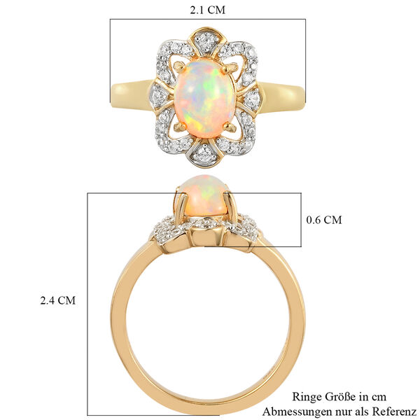 Natürlicher Äthiopischer Opal und Zirkon Ring 925 Silber vergoldet  ca. 1,10 ct image number 5