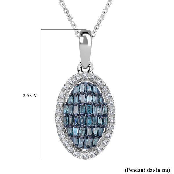 Blauer und wei&szlig;er Diamant-Anh&auml;nger mit 45 cm langer Kette - 0,50 Karat. image number 5