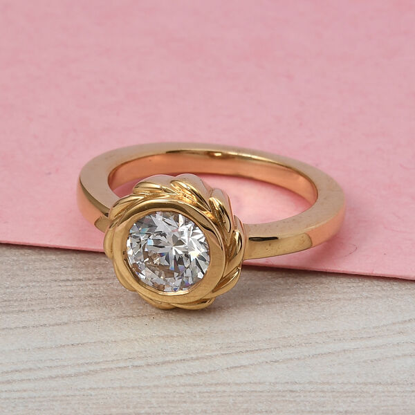 LUSTRO STELLA Hergestellt mit ZIRKONIA Ring 925 Silber 585 Vergoldet (Größe 16.00) ca. 2,25 ct image number 2