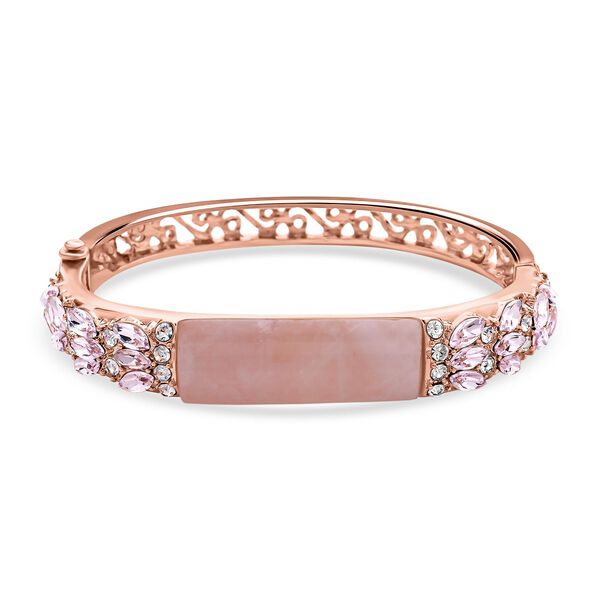 Rosenquarz, rosa Kristall Armreif, ca. 18 cm, Std Rose