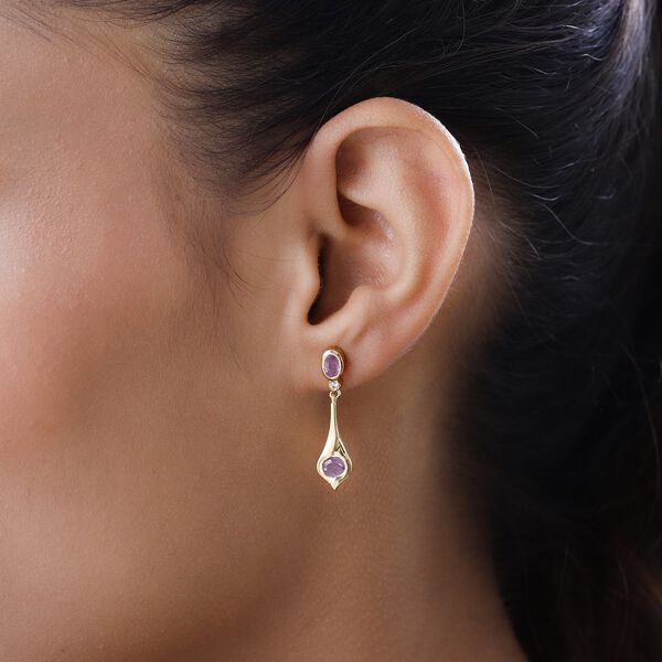 Ilakaka Rosa Saphir und Zirkon Ohrh&auml;nger - 1,71 ct. image number 2