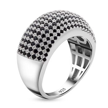 Schwarzer Spinell Ring, 925 Silber rhodiniert (Gr&ouml;&szlig;e 19.00) ca. 0,37 ct