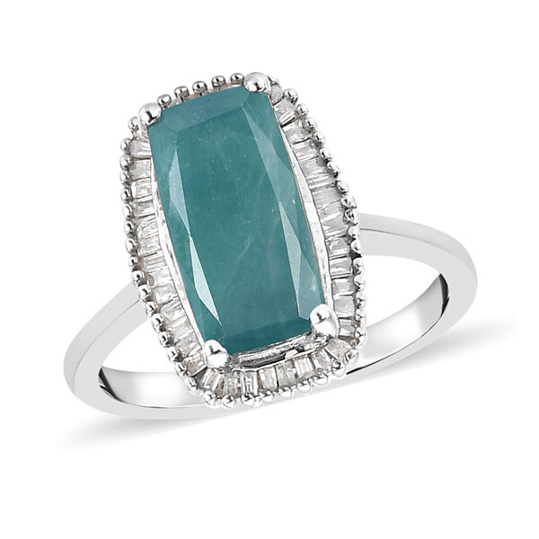 Grandidierit und Diamant Halo Ring 925 Silber Platin-&Uuml;berzug image number 4