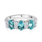 AA Lagunen Apatit, Moissanit Ring 925 Silber rhodiniert (Größe 17.00) ca. 1,52 ct