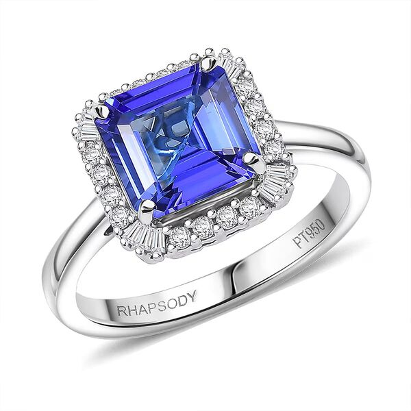 Rhapsody AAAA Tansanit, Wei&szlig;er Diamant Ring 950 Platin (Gr&ouml;&szlig;e 16.50) ca. 6,22 ct
