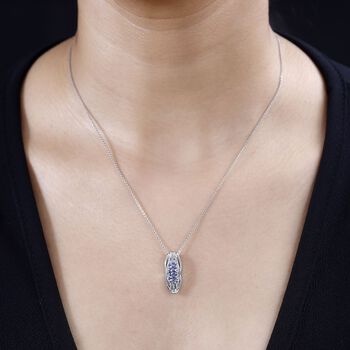 Tansanit und Diamant Anh&auml;nger, 925 Silber rhodiniert - 0,68 ct.