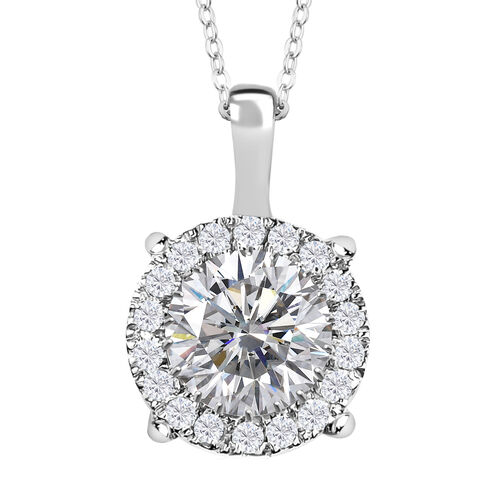 Moissanit Anhänger mit 50cm Kette, 925 Silber rhodiniert - 2 ct. image number 0