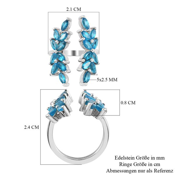 Neon Apatit Ring 925 Silber Platin-&Uuml;berzug image number 6