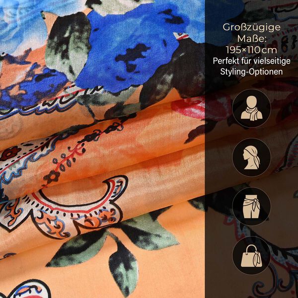 Chaos by Elsie Blumenmuster Echtleder Crossbody Tasche mit RFID-Schutz und Mini-Taschenlampe und LA MAREY Schal aus 100 % Maulbeerseide image number 15