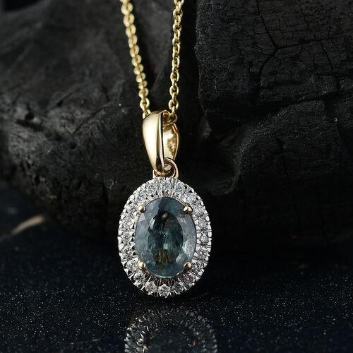 AAA Alexandrit, Weißer Diamant Anhänger mit Kette, 585 Gold ca. 1.50 ct image number 1