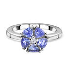 Tansanit und weißer Zirkon-Ring, 925 Silber platiniert (Größe 20.00) ca. 0.98 ct