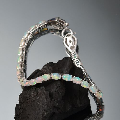 Natürliches, äthiopisches Welo Opal und schwarzes Spinell Armband image number 1