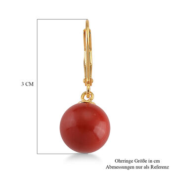 D'Joy Rote Zinnober Ohrringe, 925 Silber Vergoldet ca. 20.00 ct