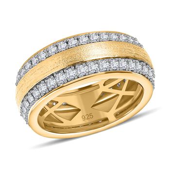 Moissanit Ring, 925 Silber Gelbgold Vermeil (Gr&ouml;&szlig;e 17.00) ca. 1.41 ct