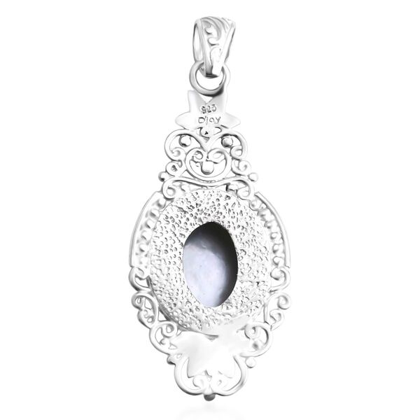 Blau Mabe Perle (16x12 mm) Anhänger 925 Silber image number 4