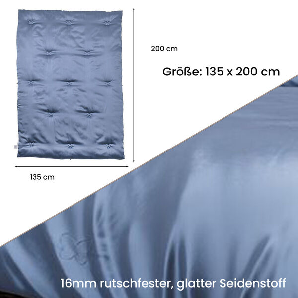 Serenity Night Seidendecke aus 100% Maulbeerseide mit 500gsm Kunstdaunenf&uuml;llung, 135x200cm, Dunkelblau image number 7