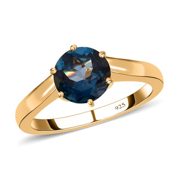 London Blautopas Ring, 925 Silber vergoldet, ca. 2.25 ct image number 4