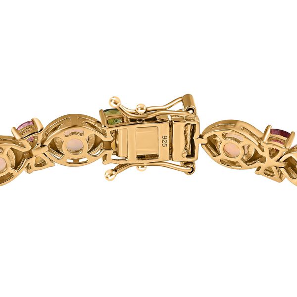 Nat&uuml;rlicher, &auml;thiopischer Welo Opal, Mehrfach-Turmalin Armband ca. 19 cm 925 Silber Gelbgold Vermeil ca. 8,96 ct. image number 5