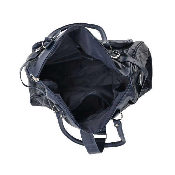 Patchwork Crossbody-Tasche aus Schafleder mit mehreren Reißverschlussfächern, 40×16,5×25,5 cm, Blau image number 5