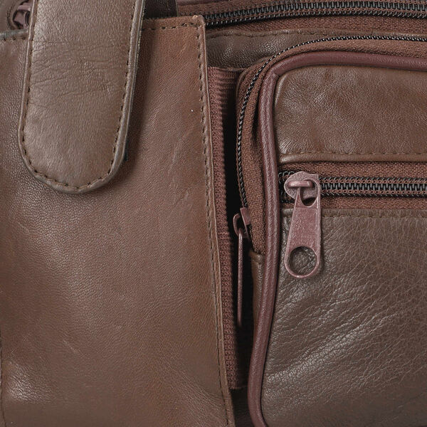 10% echtes Leder, Bauchtasche RFID Schutz, Gr&ouml;&szlig;e 37x15 cm, Braun image number 5