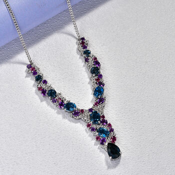 D'Joy London Blau Topas und Multi-Edelstein 45cm Halskette - 13,60 ct.